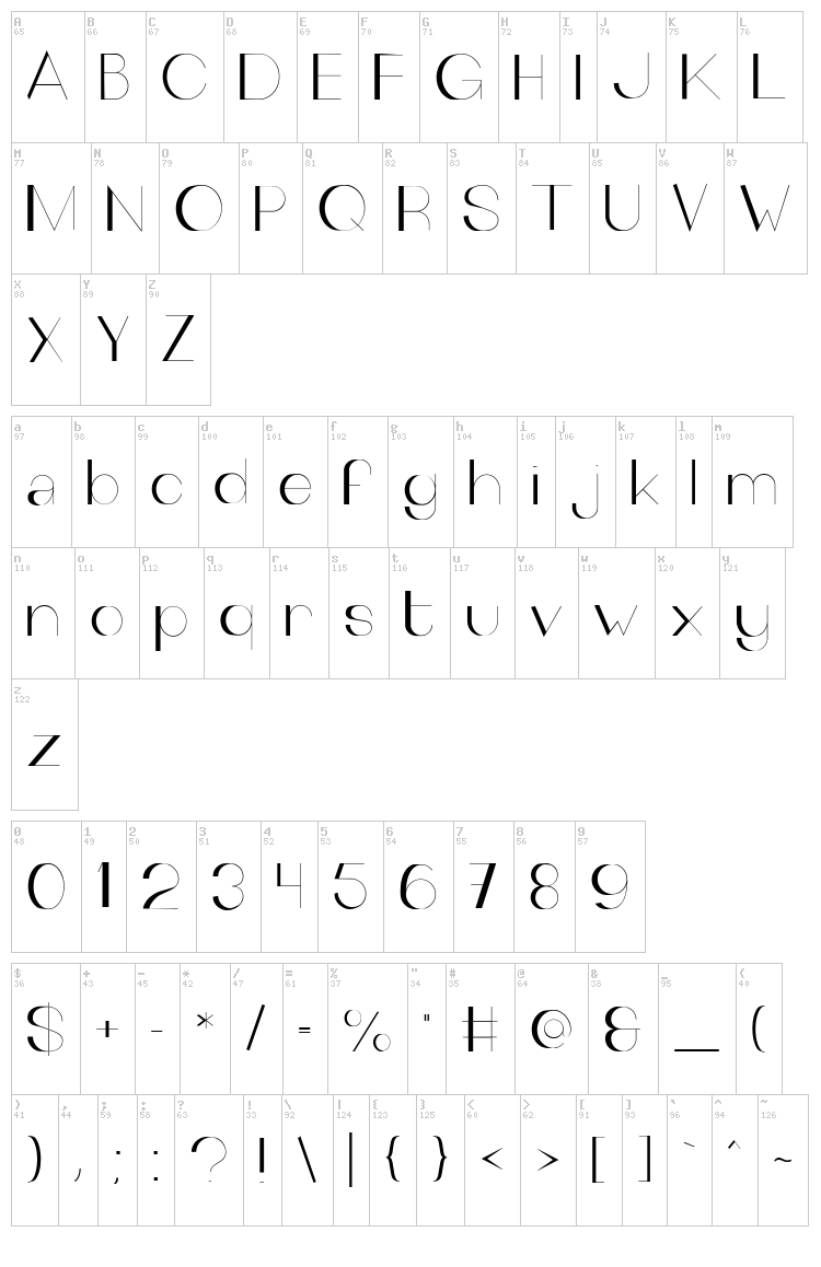 The Outsiders font map